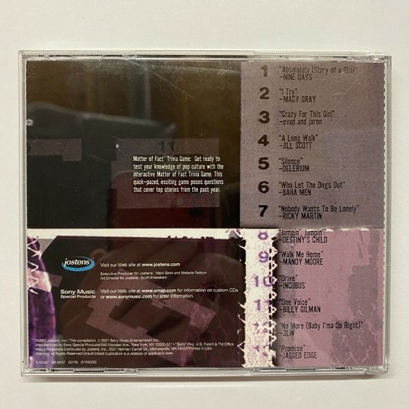 Jostens Hear The Year 2001 by Various Artists (CD, 2001, Sony) - Picture 3 of 3